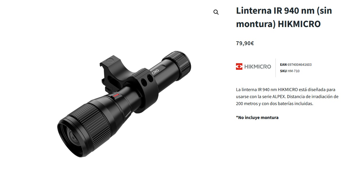 Linterna IR 940 nm (sin montura) HIKMICRO